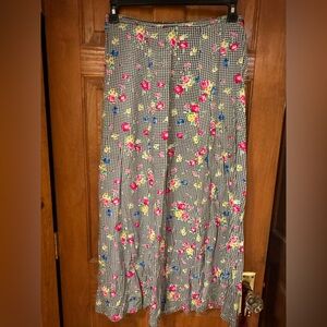 Casual Corner Black and Pink Floral Skirt